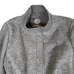 Vince‎ Camuto Wool High Neck Belted PU Trim Coat Womens XXL Gray thumbnail 3