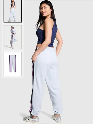 Victoria's Secret PINK Hydrangea Blue Cuffed Fleece Jogger size XS NWT thumbnail 2