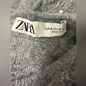 Zara Gray Sweater Gray Textured Wool Blend Cozy‎ Chunky Sweater Coquette thumbnail 5