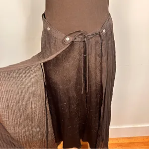 Zara Mixed Pareo Tank Dress Sz M Brown Skirt Overlay Faux Wrap thumbnail 5