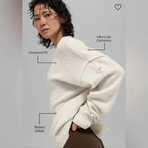 ALO Yoga NWT Unisex Wool Cashmere New Class Crewneck Sweater Bone Heather Size M thumbnail 4