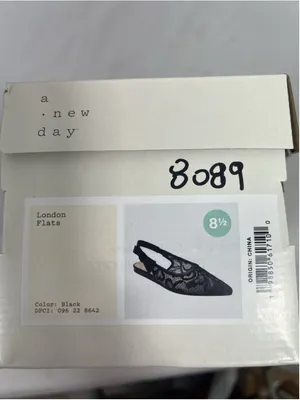 Womans New A New Day London SlingBack Flats 8.5 Black Pointed Toe Lace Fabric thumbnail 6