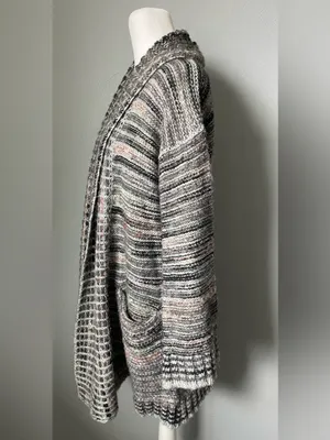 Anthropologie Akemi + Kin Wasilla Knit Cardigan Gray Multicolor Open Front thumbnail 3
