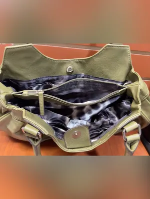 Emilie M Olive Green Ruched Satchel Shoulder Bag thumbnail 8