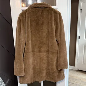 ELLIE & KATE Brown Faux Fur Teddy Bear Jacket Coat NWT Size Medium thumbnail 3