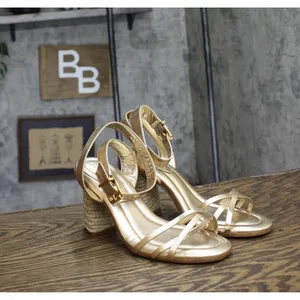 NWT Schutz Womens High Block Sandal Alexandra Gold Yellow 6.5B thumbnail 6