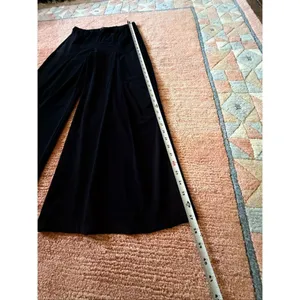 SAH Family Black Wide Leg Ankle Pants Size FR 40 Made in France Stretch Travel Y thumbnail 2