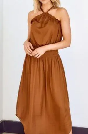 Fabrik Greta Smock Waist Halter Midi Dress M thumbnail 3