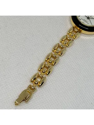 vintage Morita gold tone 18k electro plated women watch 26mm size 6.5” running thumbnail 4