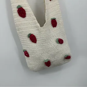 Strawberry Crochet Cross Body Bag Boho Fairycore thumbnail 3