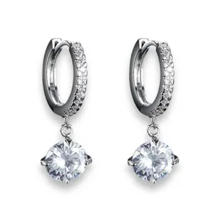 CZ cubic zirconia dangle drop earrings for women thumbnail 1