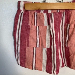 Universal Threads Women's Size Small Shorts White Red Peach Stripes Pockets Linen thumbnail 9