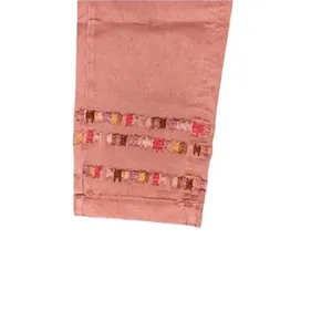 Driftwood Mauve Embroidered Stitch Cuffed Leg Pants(Size Small) thumbnail 4