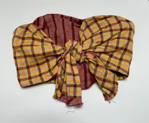 Free People Plaid Raw Hem Scarf Style Bandeau Tube Top Size Small thumbnail 1