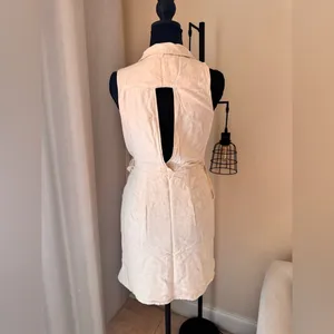 Anthropologie Linen Wrap Dress Cream Sleeveless Tie Waist XS thumbnail 5