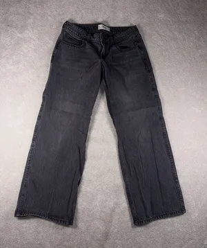 hollister low rose baggy jeans black washed size 10/30 thumbnail 1