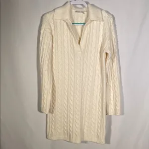 Abercrombie And Fitch Womens Cream Cable Knit Sweater Mini Dress Xs thumbnail 2