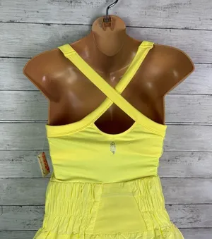 Free People FP Movement Way Home Skort Romper Lemon Verbana Size Small thumbnail 5