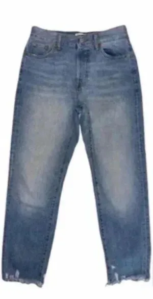 Women's Raw Hem Ankle Straight Leg Jeans Blue Size 27 thumbnail 1