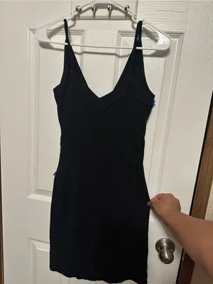 Free People Black Wrap-Front Spaghetti Strap Mini Dress thumbnail 8