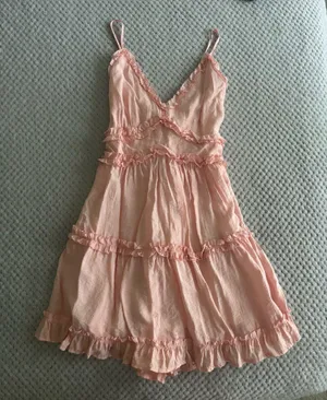 Francesca's Pink Ruffle Dress thumbnail 1