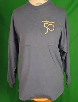 Walt‎ Disney World 50 Womens Blue Long Sleeve Mickey Mouse Spirit Jersey XS thumbnail 1