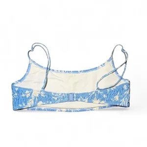 Triangl Scoop Ruched Swim Bikini Top & Drawstring Bag Blue Floral - Size Small thumbnail 4