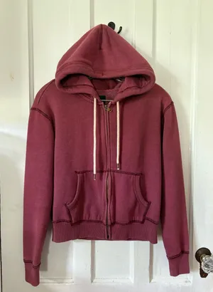 American Eagle Outfitters Dusty Rose Zip-Up Hoodie thumbnail 1