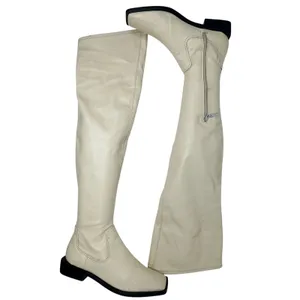Schutz Guily Up Over The Knee Boots Eggshell Cream Leather‎ Square Toe Women 7.5 thumbnail 4
