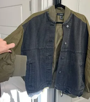 Mixed Fabric Oversized Distressed Jacket, size Small thumbnail 1