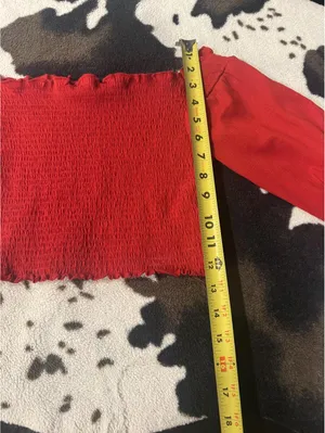 Women's Sexy Red Off-the-Shoulder Crop Top Size S thumbnail 4