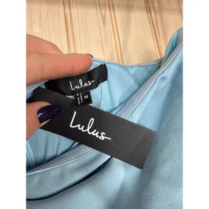 NWT Lulus After Hours Light Blue Strapless Ruffled Maxi Dress Gala Banquet Sz M thumbnail 6