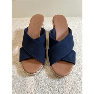 Tommy Bahama Stacey Navy Wedge Sandals Slides Espadrilles Womens Size 7.5 M thumbnail 2