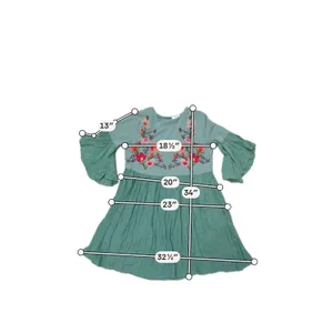 Umgee Embroidered Boho Mini Dress Sage Green Bell Sleeve Babydoll S thumbnail 5