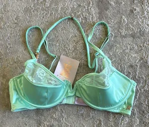 NWT Savage x Fenty Strap Up Lace Plunge Bra - teal thumbnail 3