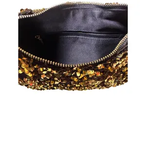 Anthropologie Gold Sequin Crescent Bag NEW thumbnail 7