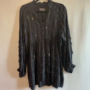 Anthropologie Black and Gold Tunic Top thumbnail 3