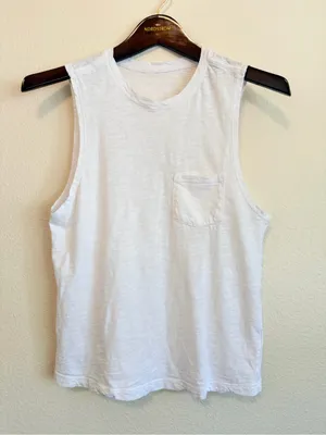 Vuori Sunset tank top, low cut arm hole, slub cotton, white, size XS thumbnail 2