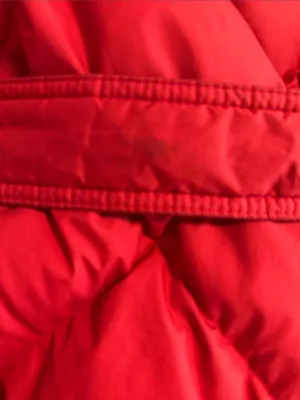 Burberry London Women’s XS Red Hooded Puffer Jacket Belted Double Zip thumbnail 8