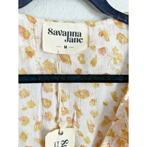 Savanna Jane Blouse Womens Size Medium Bohemian Peasant Ruffle Long Sleeve Top thumbnail 3