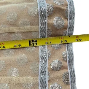 Handmade India Beaded Mesh Tunic Dress Champagne Gold Silver Embellished L/XL *Runs Small thumbnail 5