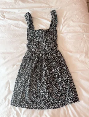 Altar’d State Black And White Floral Pleated Mini Dress Size XS thumbnail 1