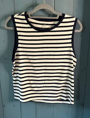 Gap Modern Tank Top Striped Sleeveless - Navy/White | Women’s Size XL thumbnail 1