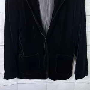 Coldwater Creek Womens size Small Velvet Blazer Black Single Button Whimsygoth thumbnail 4