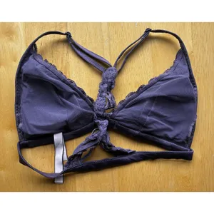 Victoria's Secret Triangle Bralette Purple Lace Floral Lined Front Closure Small thumbnail 5