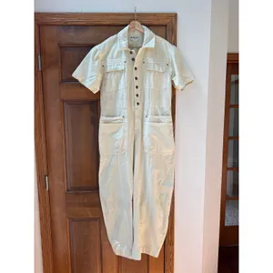 FREE PEOPLE Maxie Washed Coveralls in Ivory Size 6 thumbnail 5