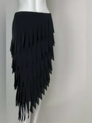 NWT Tadashi Black Carwash Asymmetrical Skirt with 3D flapper detail size XL thumbnail 2