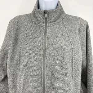 Athleta Stroll Fleece Full Zip‎ Jacket Heathered Grey XL Mock Neck Activewear thumbnail 4