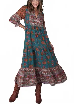 Natural Life Nova Maxi Dress NWT Teal Riviera Floral XS thumbnail 1