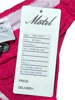 Motel Rocks Shani Bikini Bottom in 80s Crinkle Pink Size Small NWT thumbnail 4